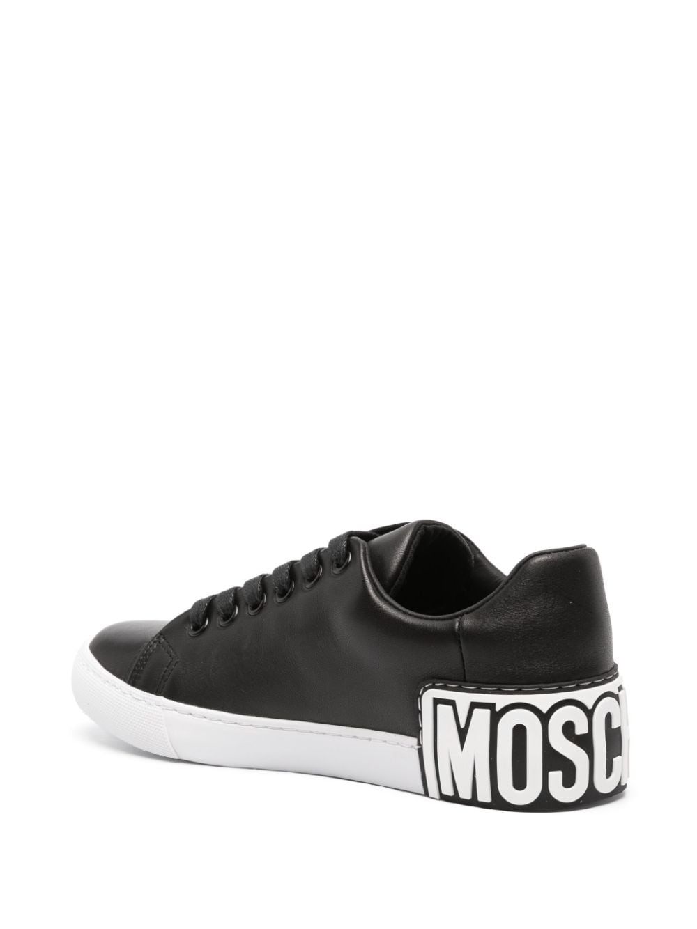 logo-embossed leather sneakers - 3