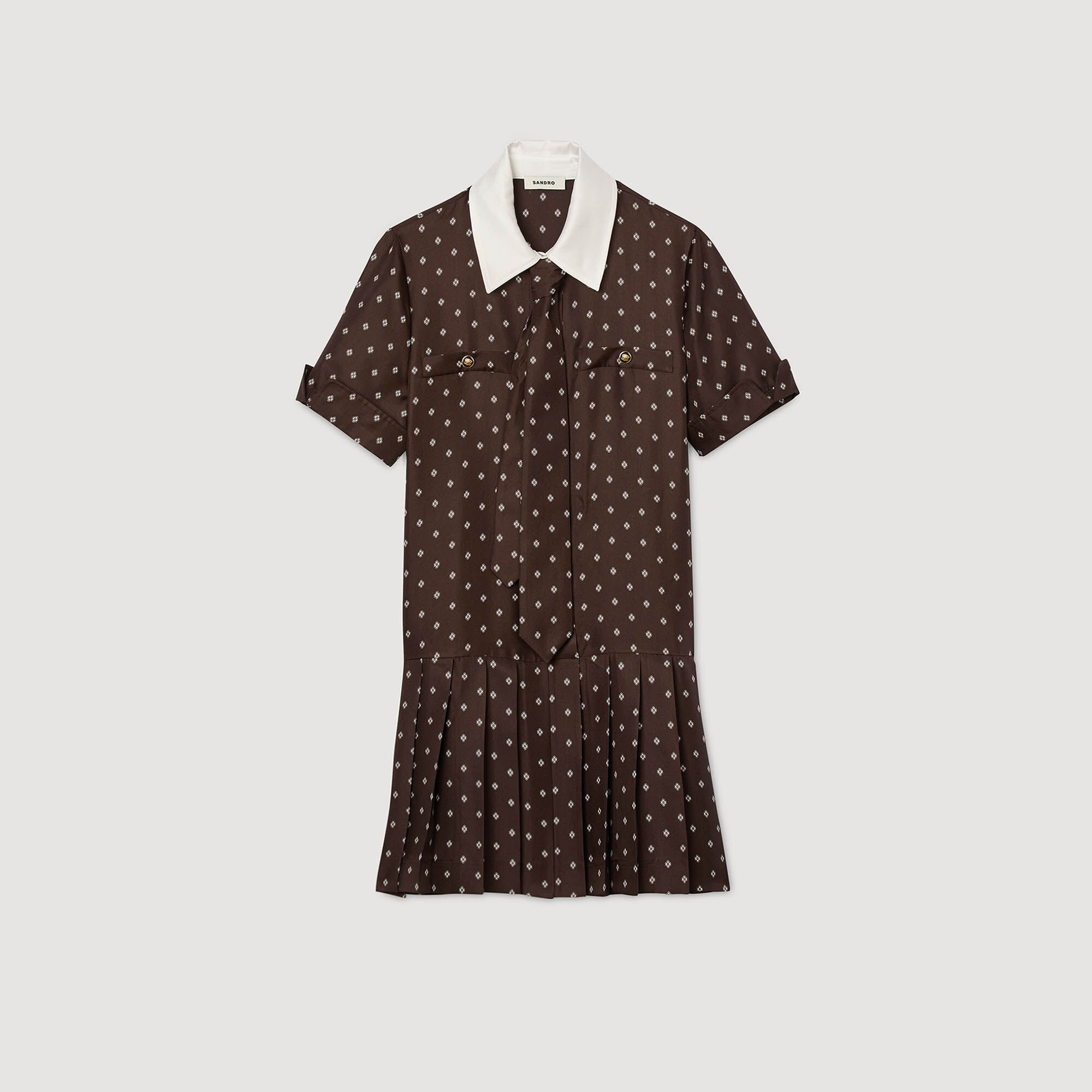 PRINTED SATIN-EFFECT MINI DRESS - 7
