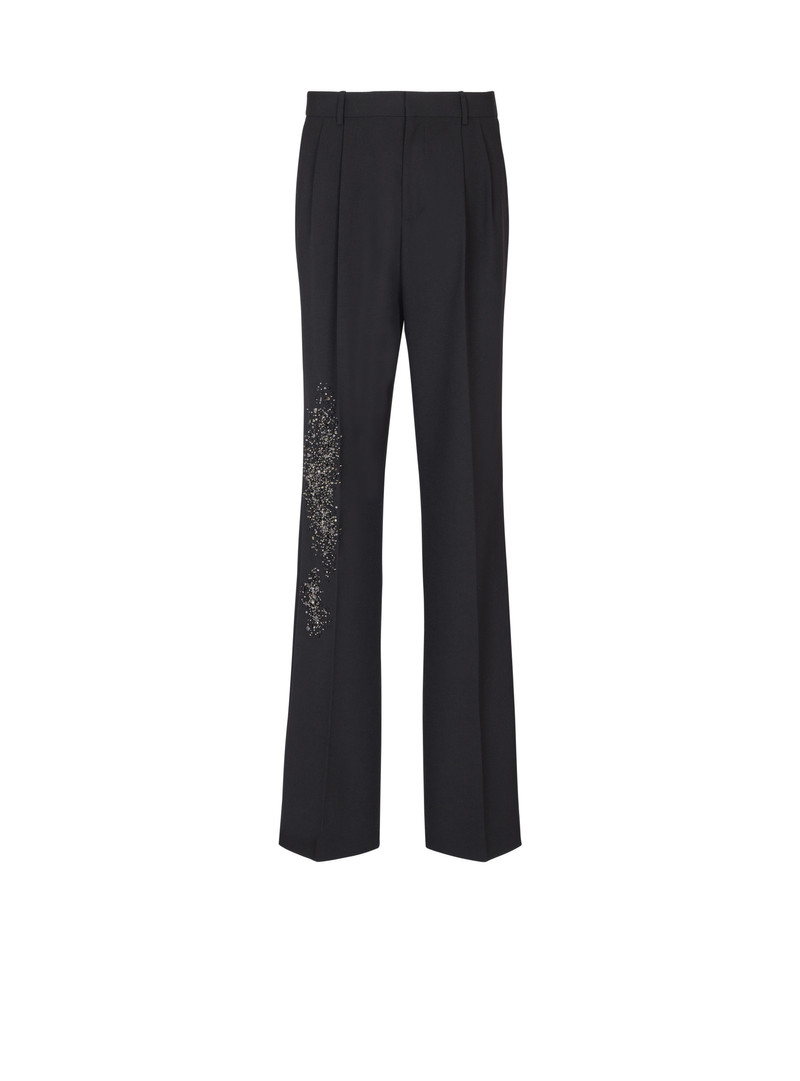 Pleated wool trousers with Sand Effect embroidery 1
