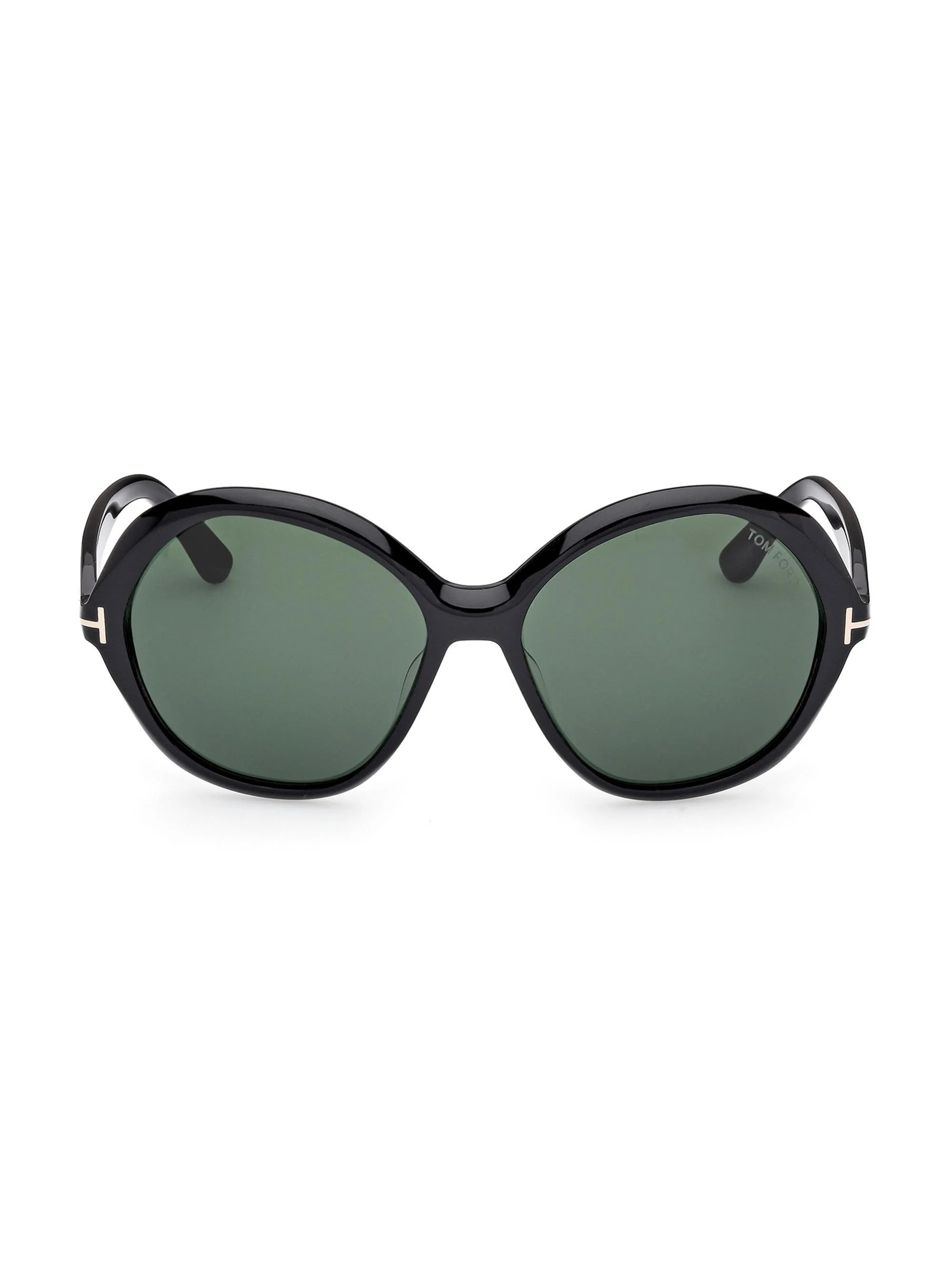 Women's Annabelle 60MM Round Oversized Sunglasses - Shiny Black Green - 1
