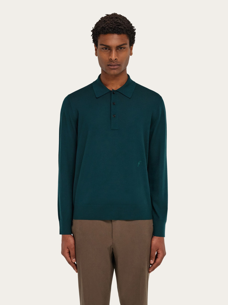 FERRAGAMO Wool polo shirt with long sleeves outlook