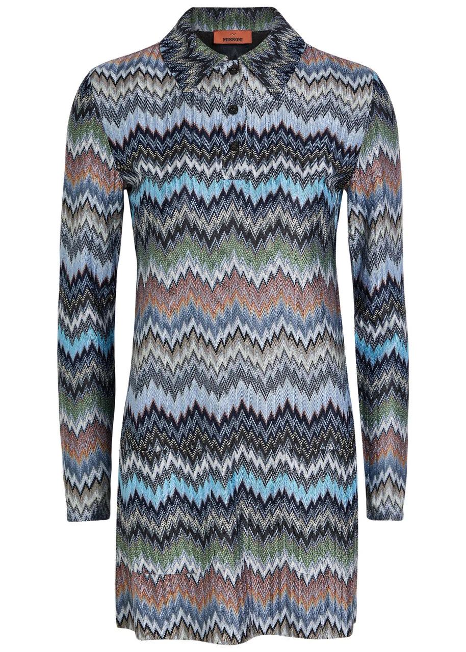 Missoni Zigzag-intarsia Fine-knit Mini Dress - 1