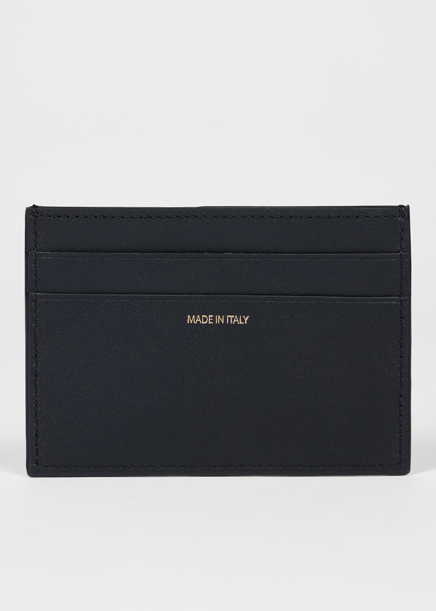 Black Panelled Leather Card Holder - 3