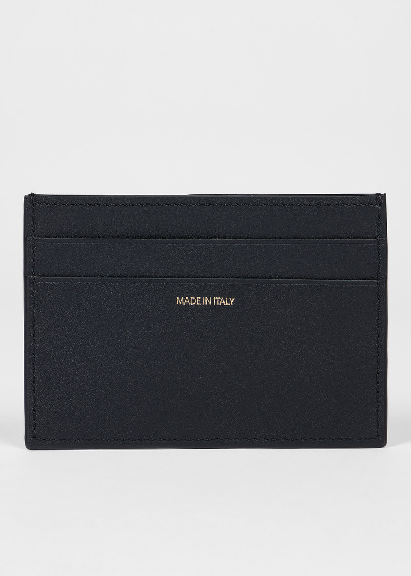 Black Panelled Leather Card Holder 3