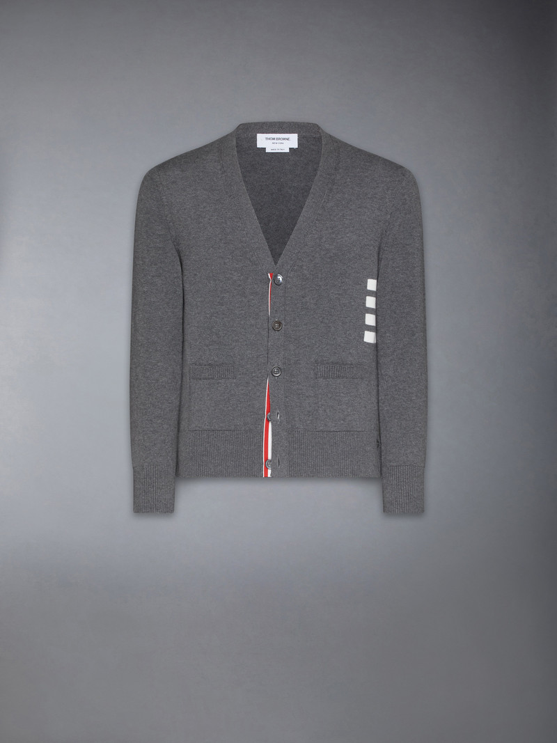 Cotton 4-Bar Relaxed Fit V Neck Cardigan 1