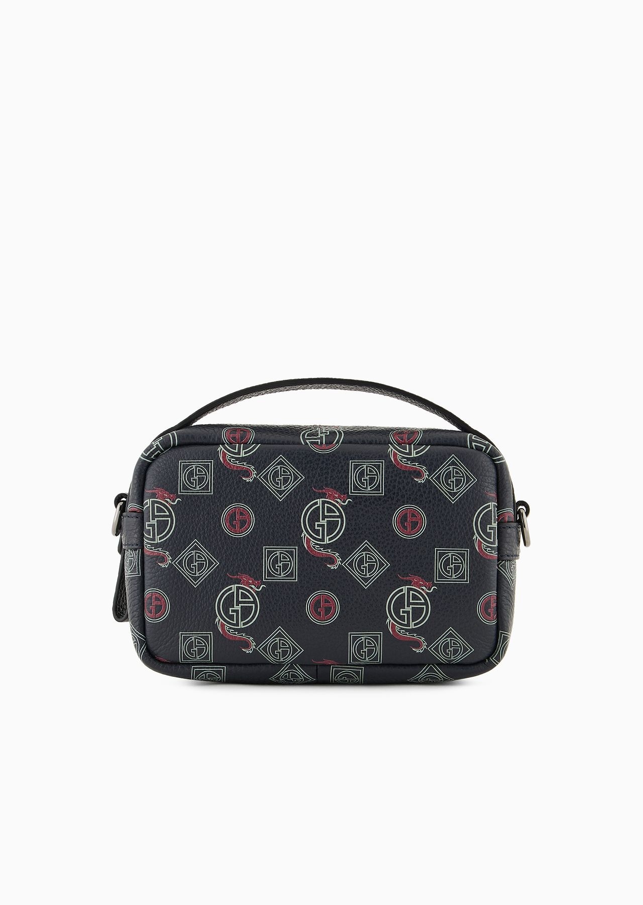 Mini leather crossbody bag with all-over monogram - 3