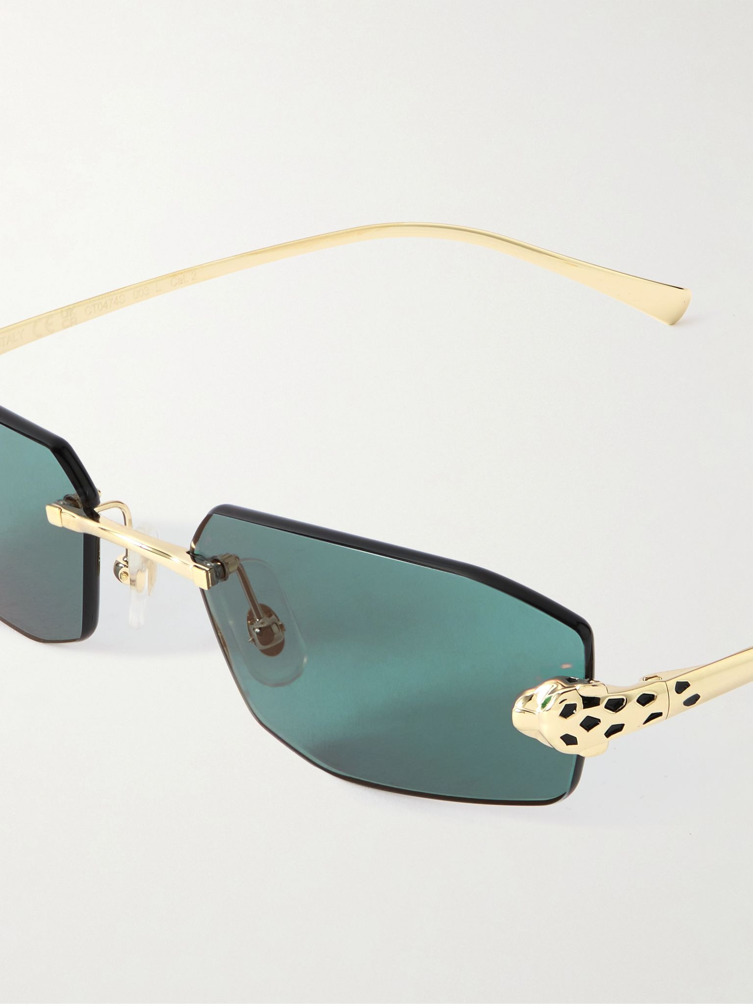 Panthère rimless rectangular-frame gold-tone sunglasses Gold - 4