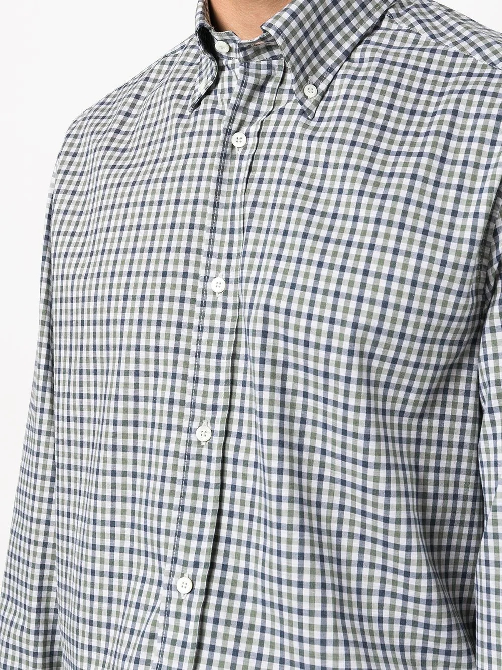 checked-print cotton shirt - 5