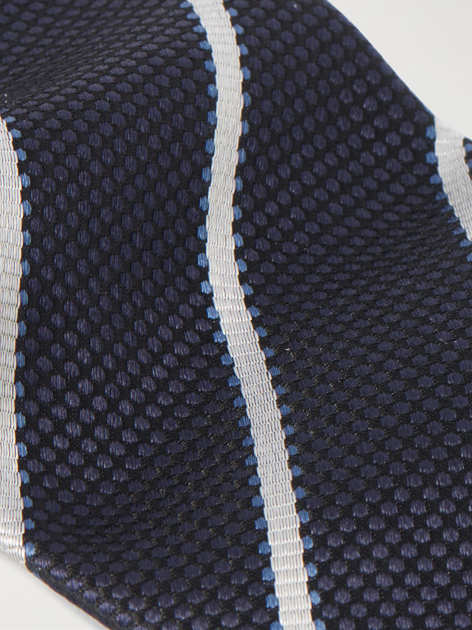 8cm Striped Silk-Jacquard Tie Blue - 3