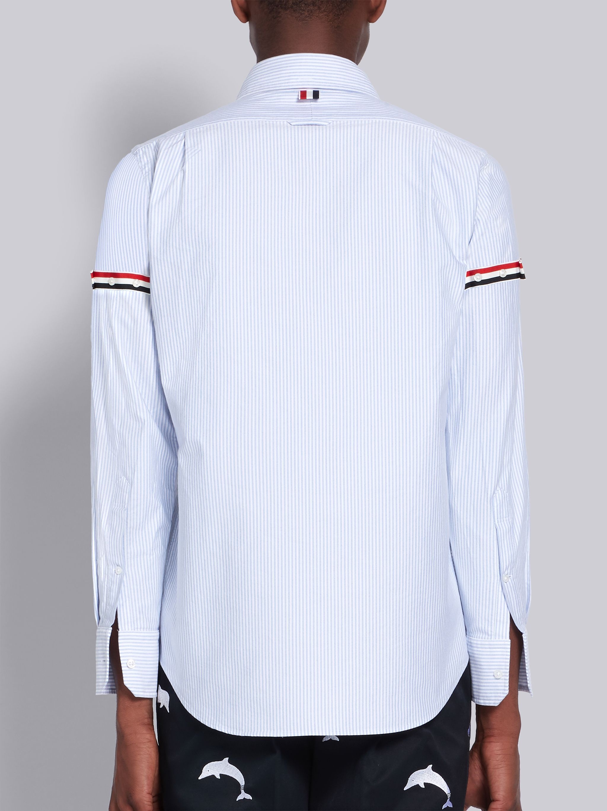 Light Blue Oxford University Stripe RWB Armband Shirt - 4