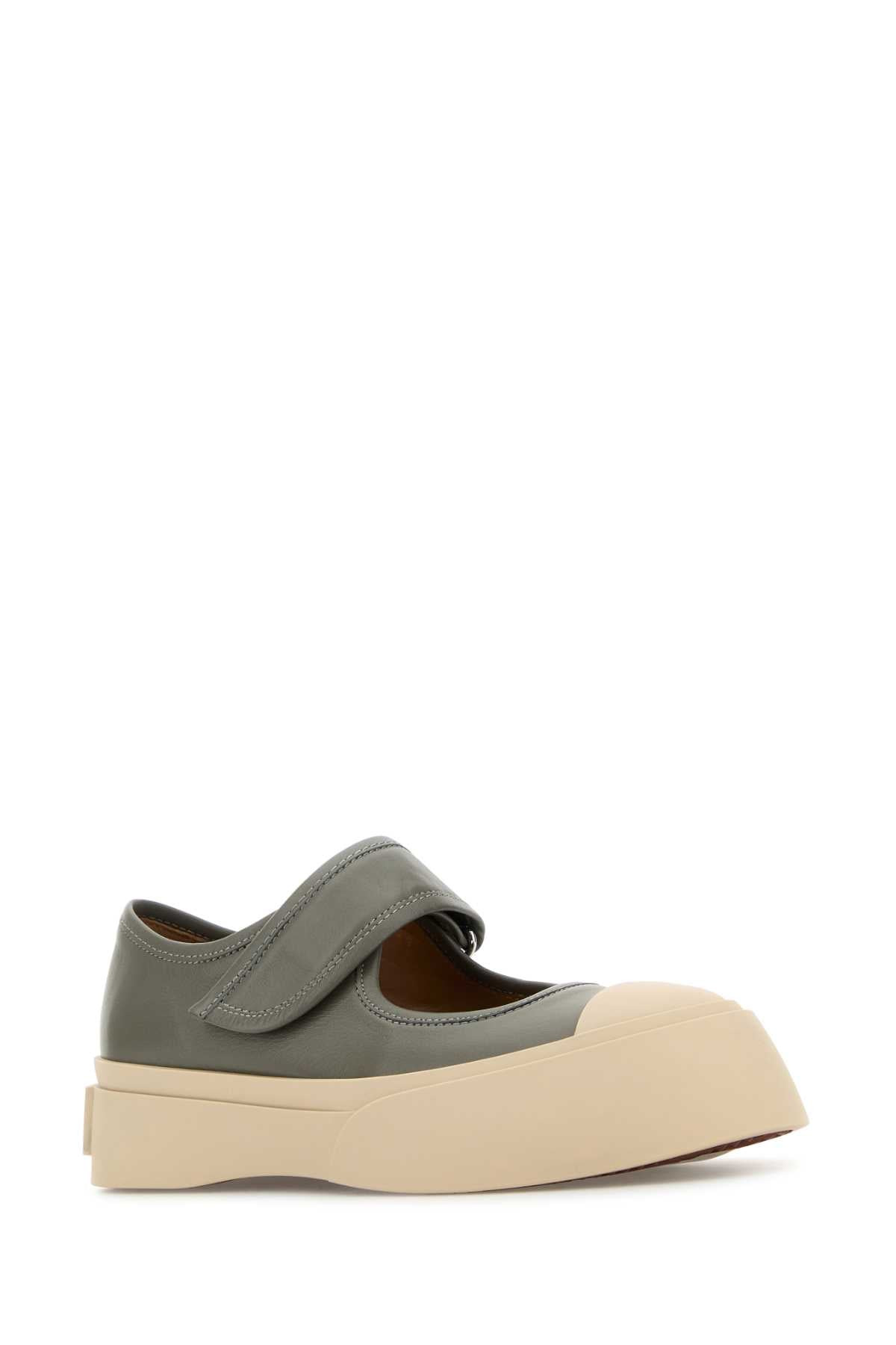 Marni Women Grey Leather Mary Jane Sneakers - 2