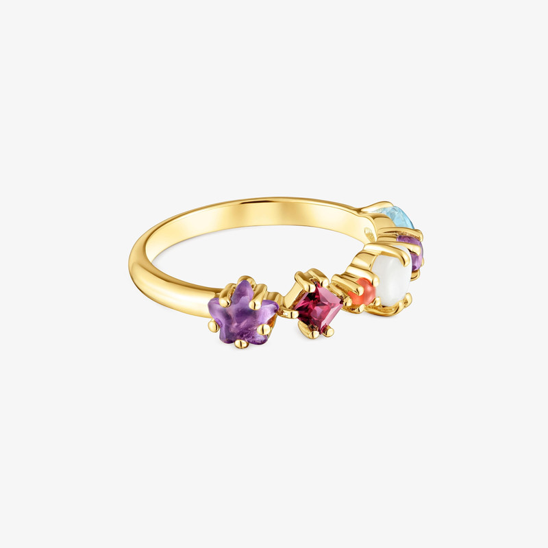 TOUS Small 18K gold vermeil and gemstones motifs Ring Sugar Party outlook