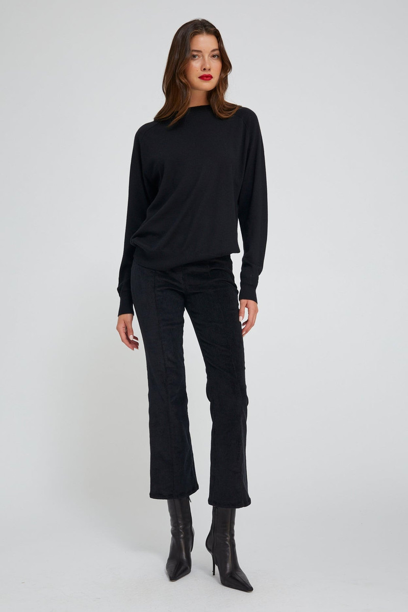 SPRWMN BLACK CORDUROY ANKLE FLARE WITH PRINCESS SEAMS outlook