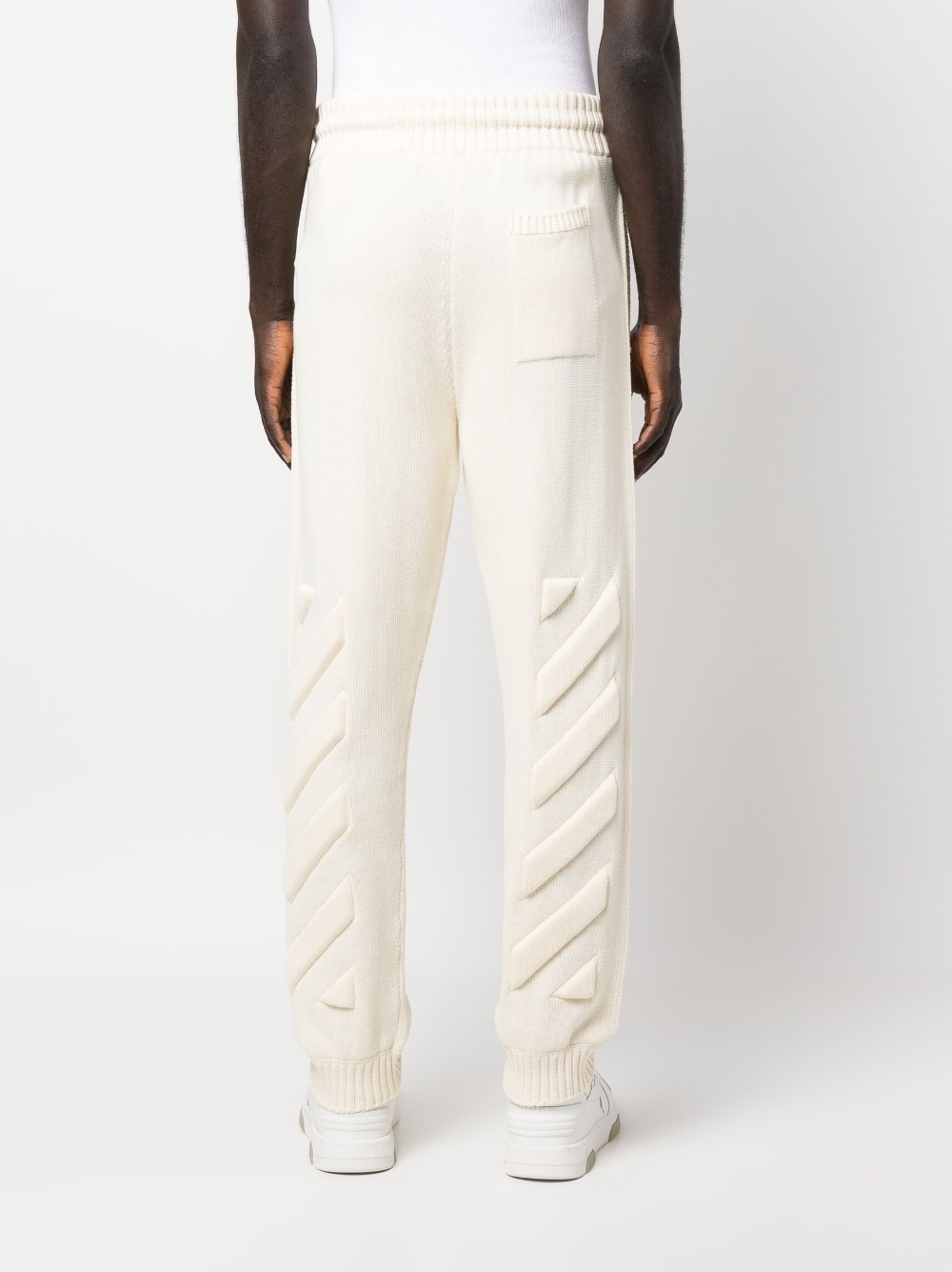 Diag-stripe knitted track pants - 4