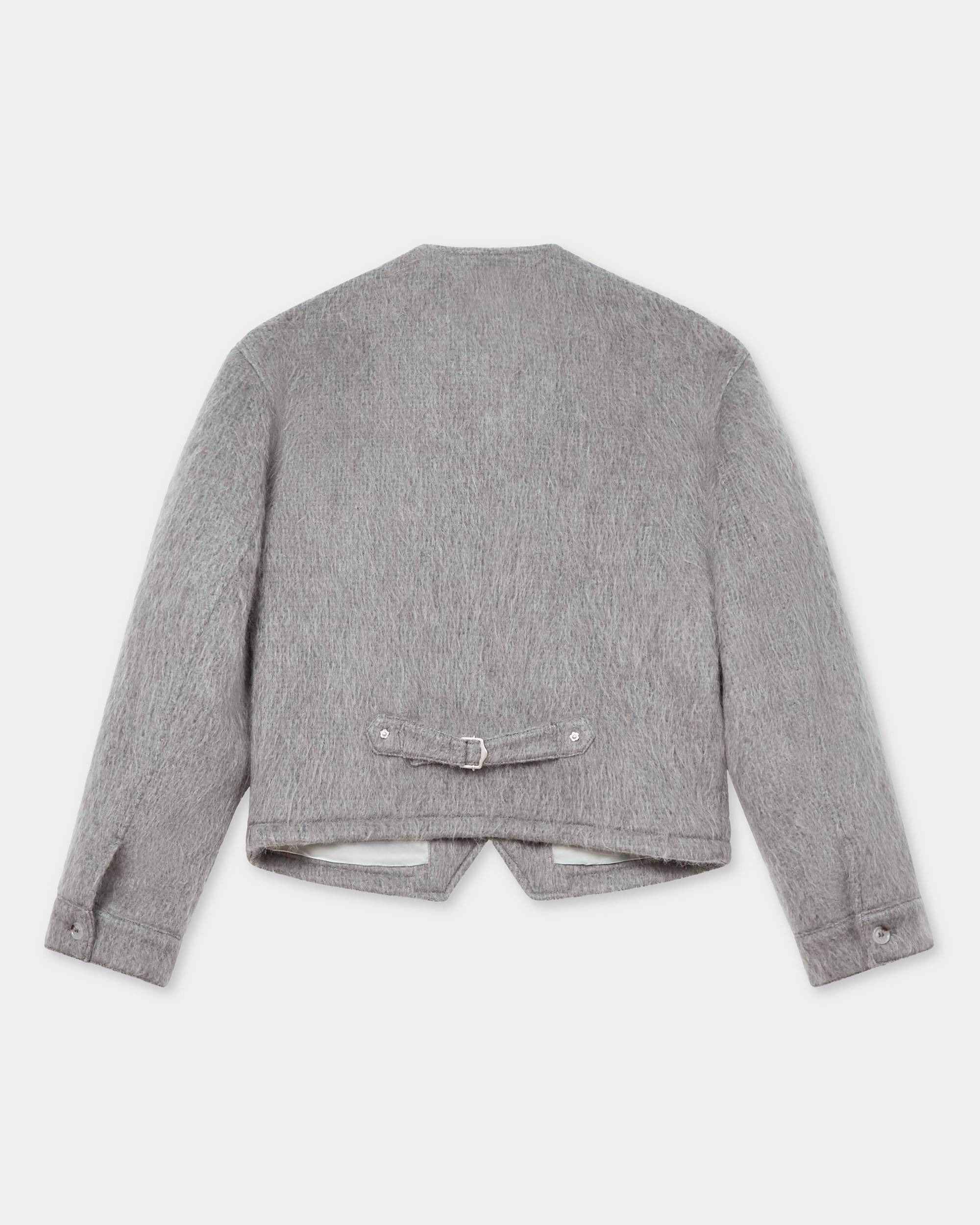 Collarless jacket in hairy wool alpaca and mohair - 2