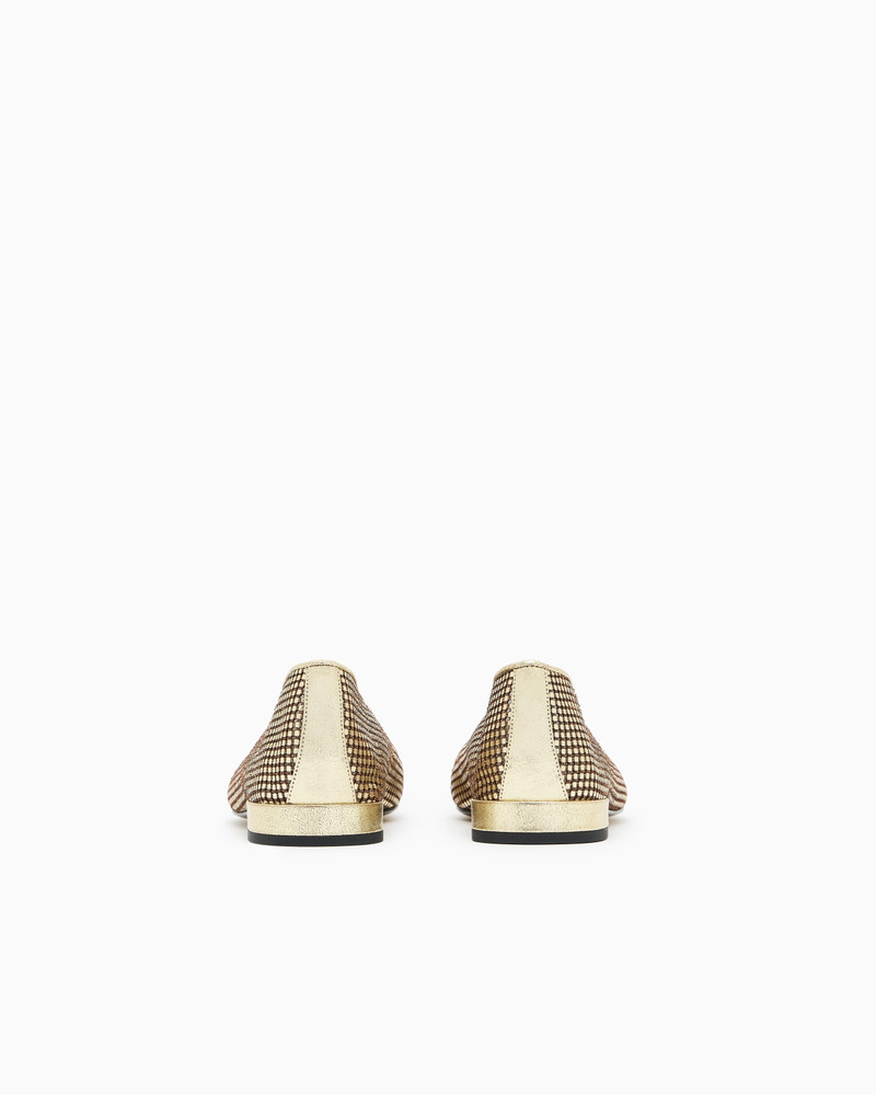 GIORGIO ARMANI PERFORATED LAMÉ LEATHER BALLERINAS outlook