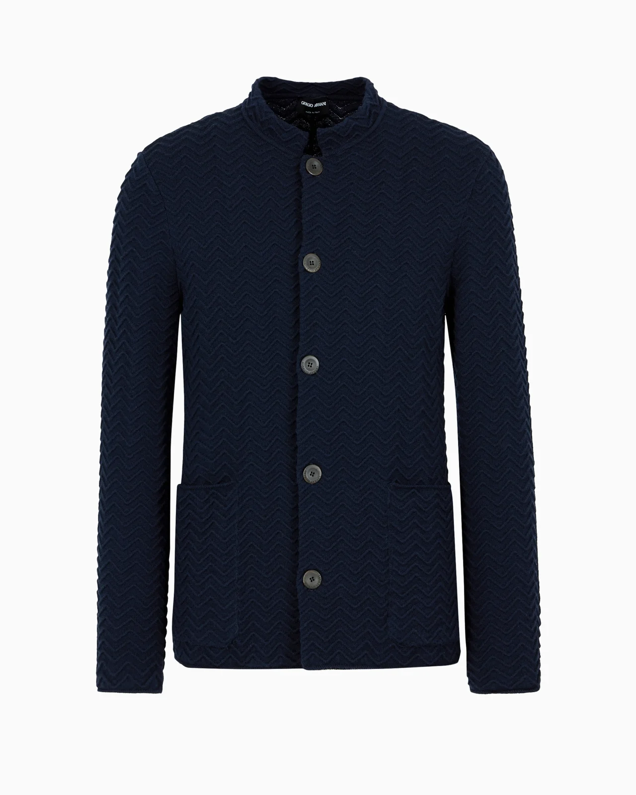 Single-breasted jacket in chevron Ottoman wool - 1