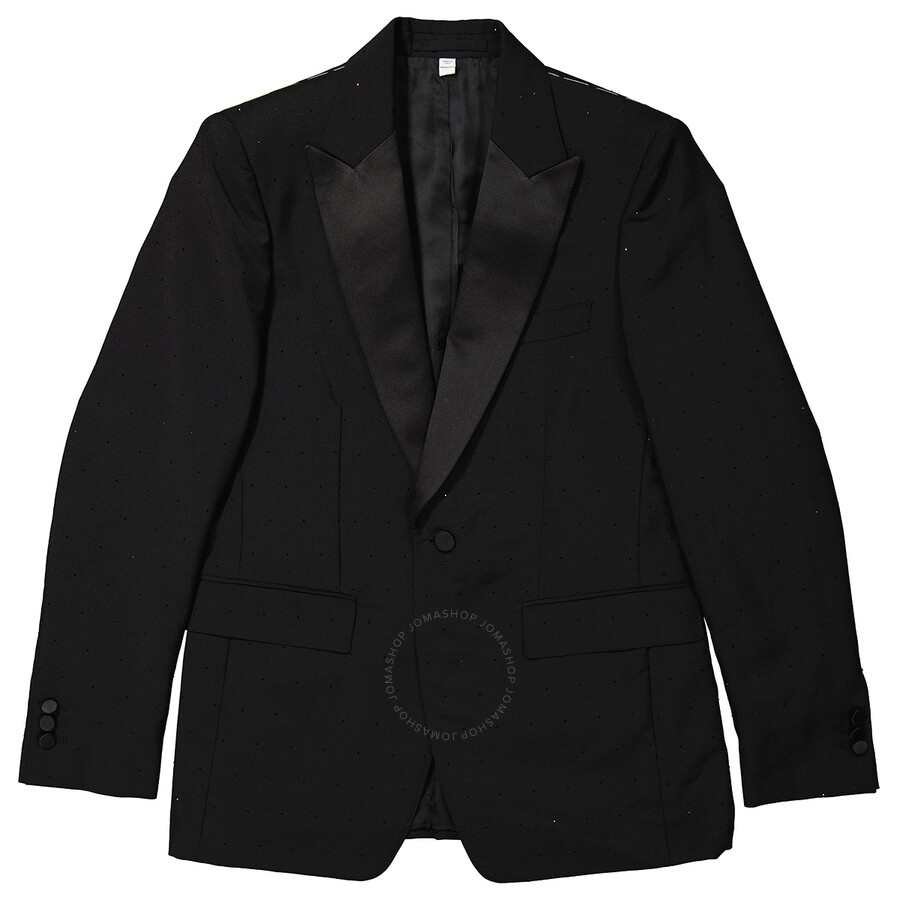 Burberry Men's Black English-fit Rhinestone Mohair And Wool Tailored Jacket - 1