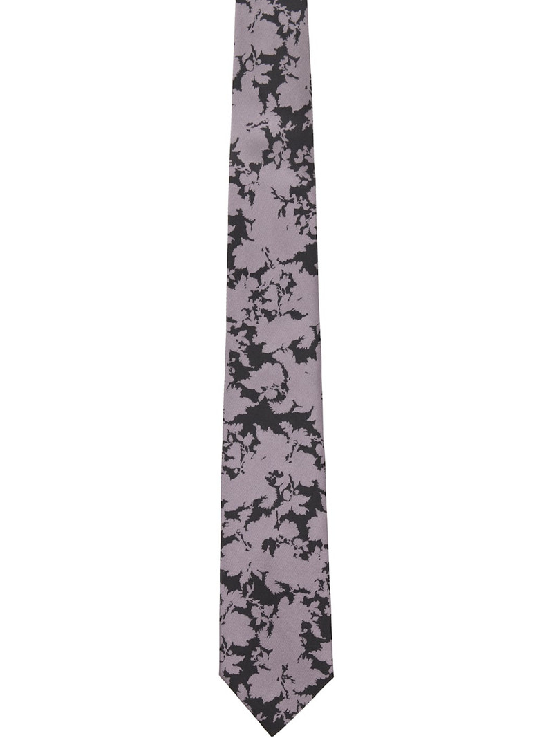 Purple & Black Printed Silk Tie 1