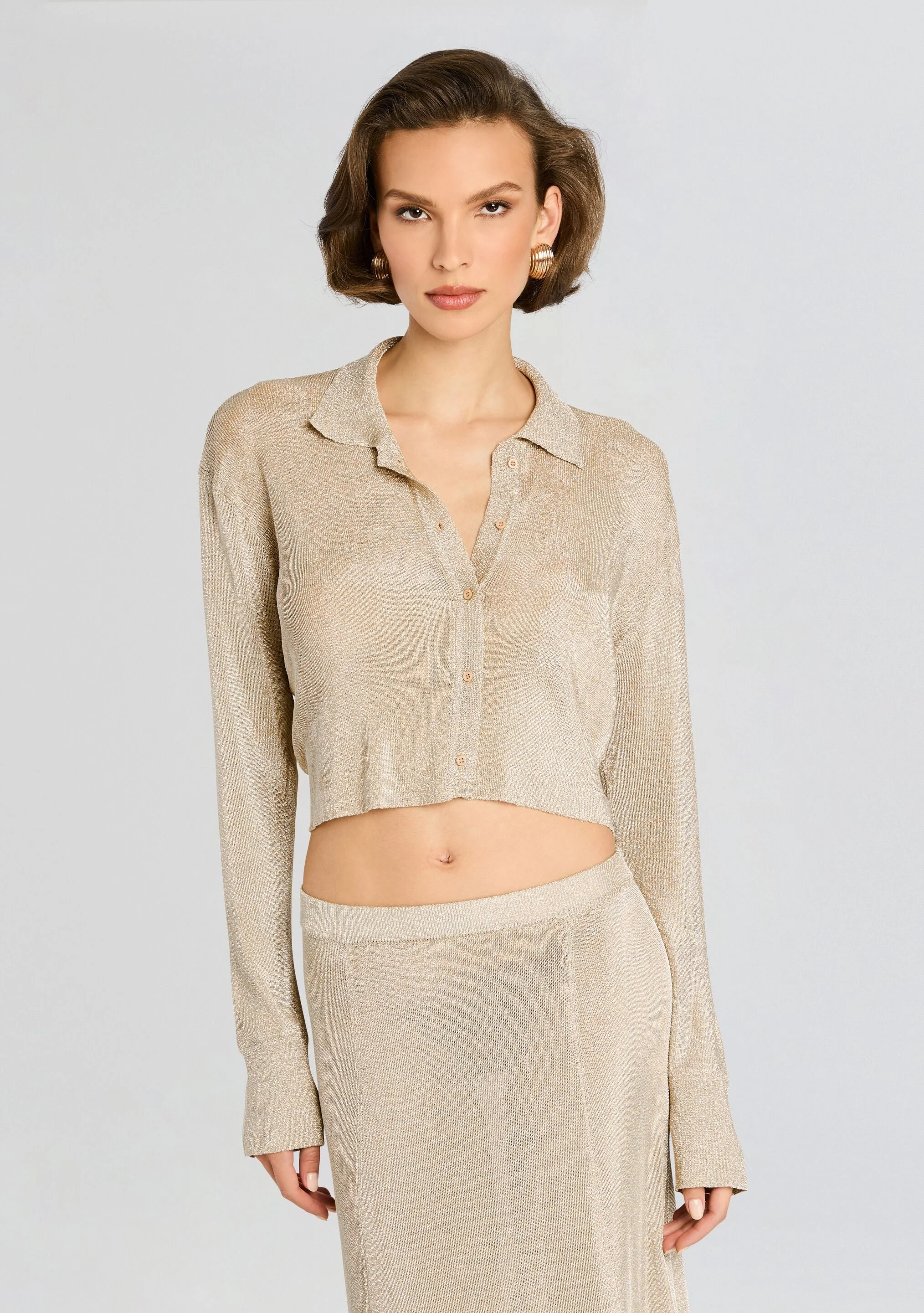 JESSA METALLIC KNIT TOP - 1