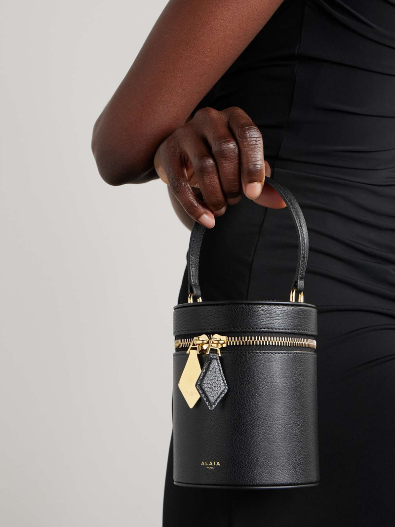 Alaïa Cylindre Vanity small leather tote Black outlook