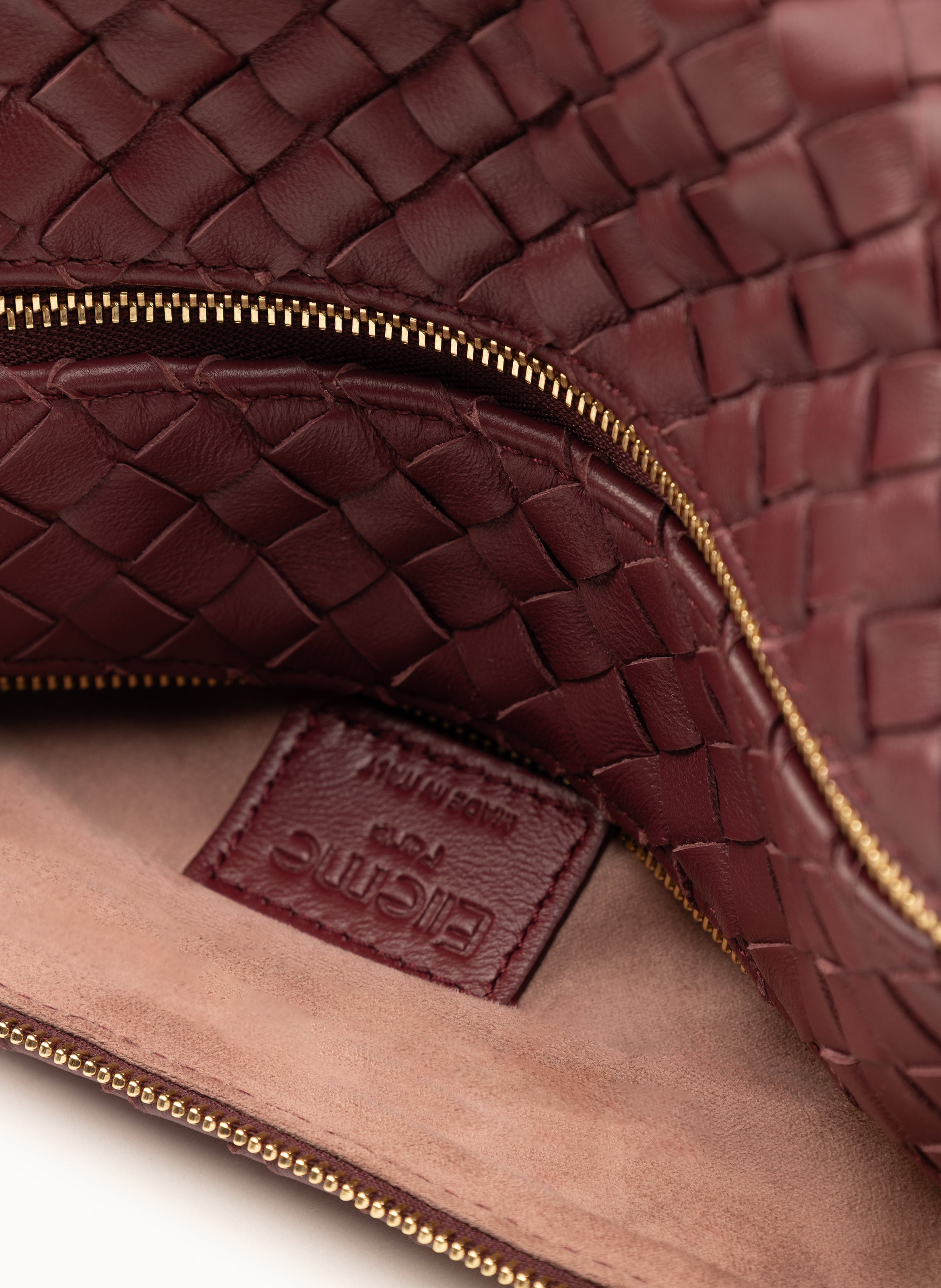 Trousse Woven Leather Burgundy - 5