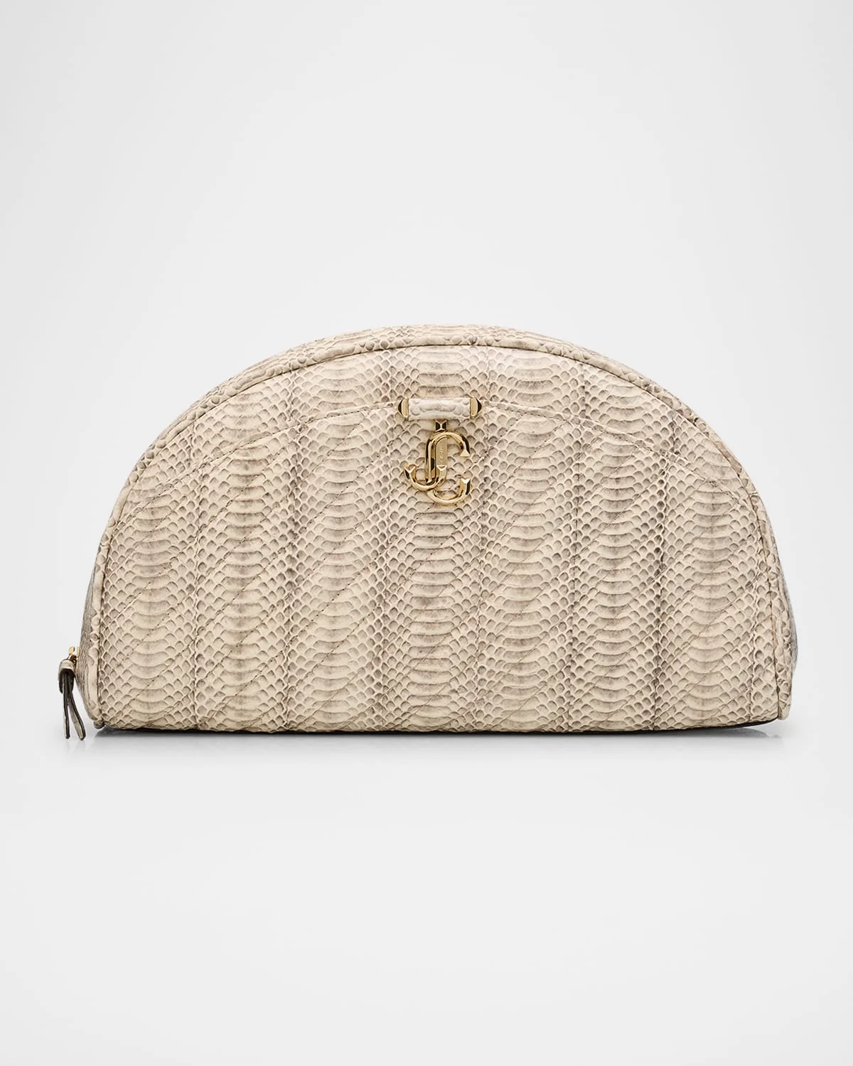 Avenue Quilted Snakeskin-Print Leather Pouch - 1