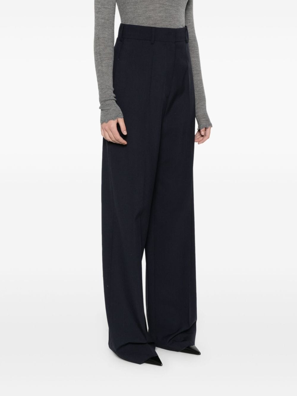 high-waisted tailored wool trousers - 3