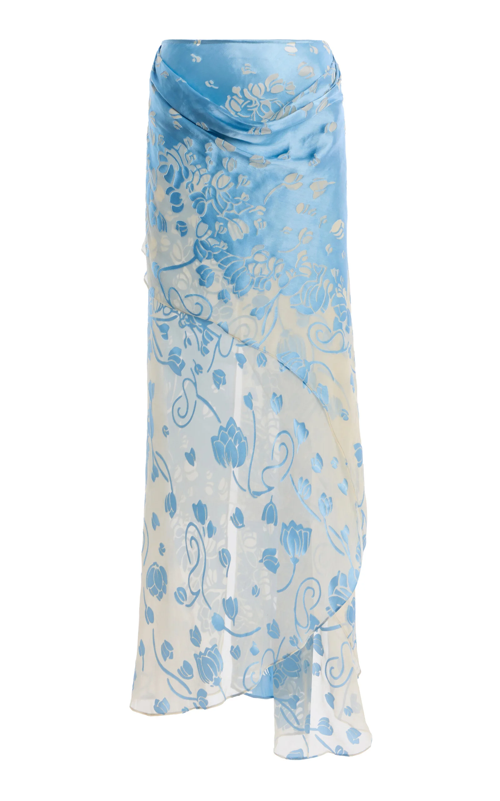 Exclusive Draped Burnout Maxi Skirt blue - 1