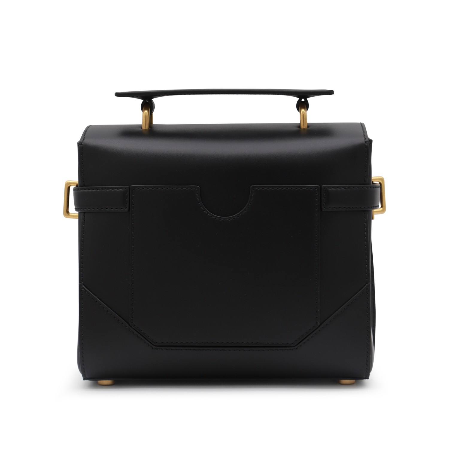 BLACK LEATHER TOP HANDLE BAG - 3