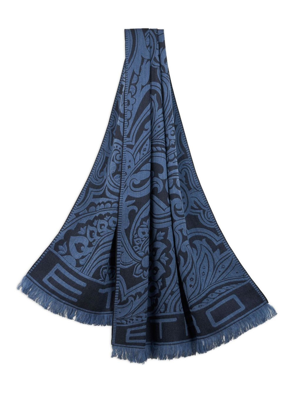 paisley-pattern wool-silk blend scarf - 3