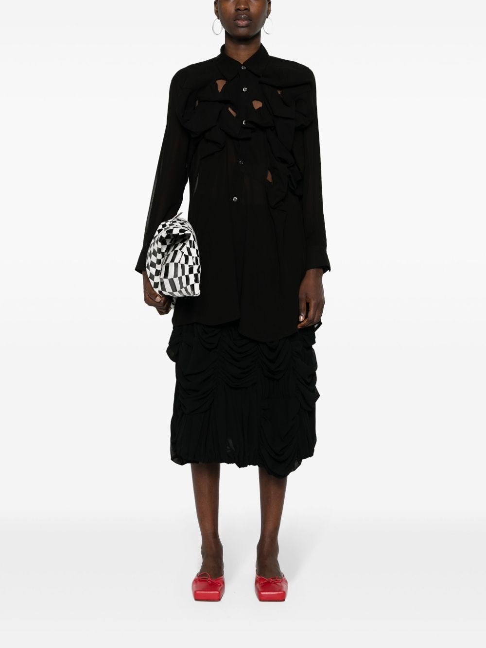 cut-out semi-sheer shirt - 2