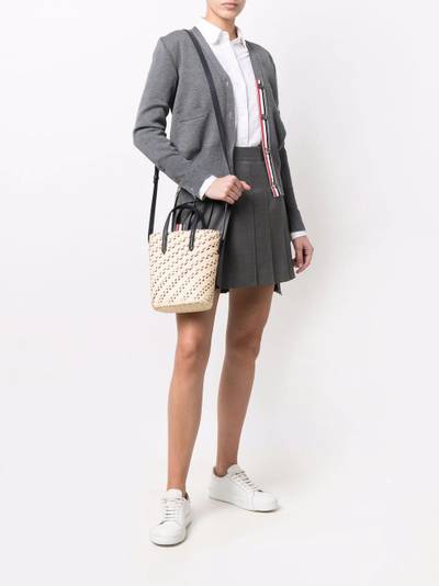 Thom Browne mini RWB-stripe embroidery tote bag outlook