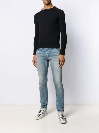 SAINT LAURENT distressed-effect crew neck jumper outlook