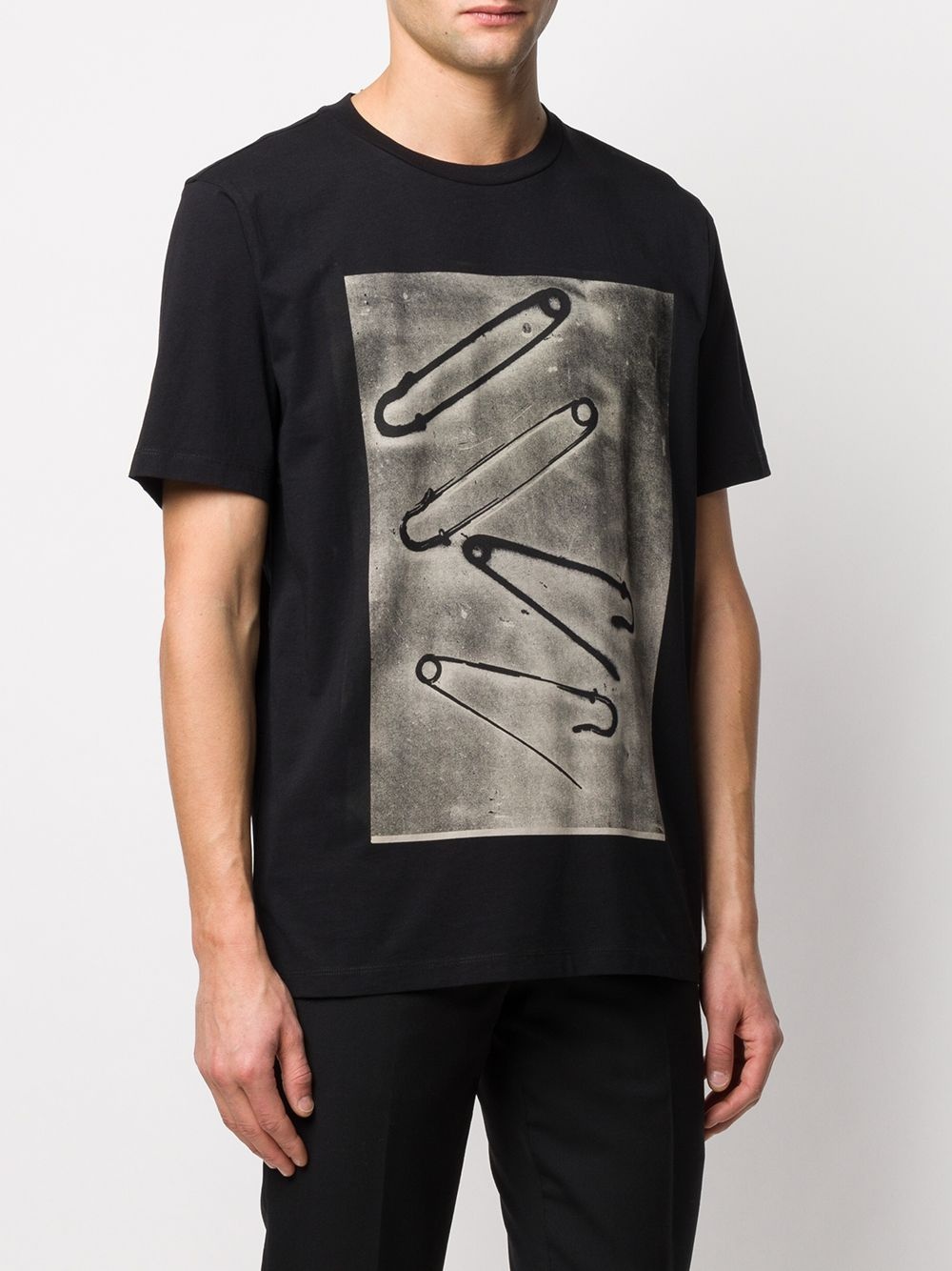 safety pin print crew neck T-shirt - 3