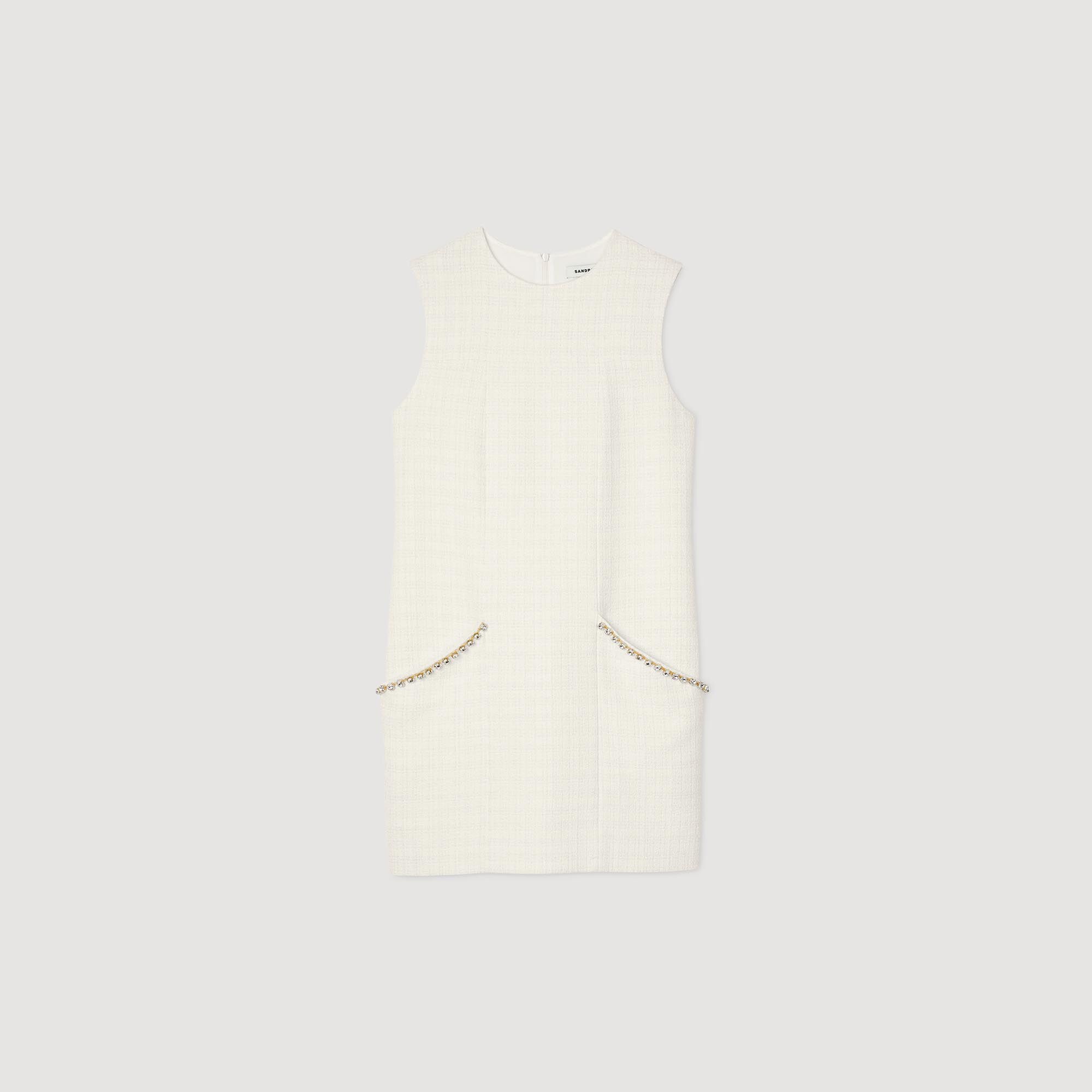 SHORT RHINESTONE TWEED DRESS - 1