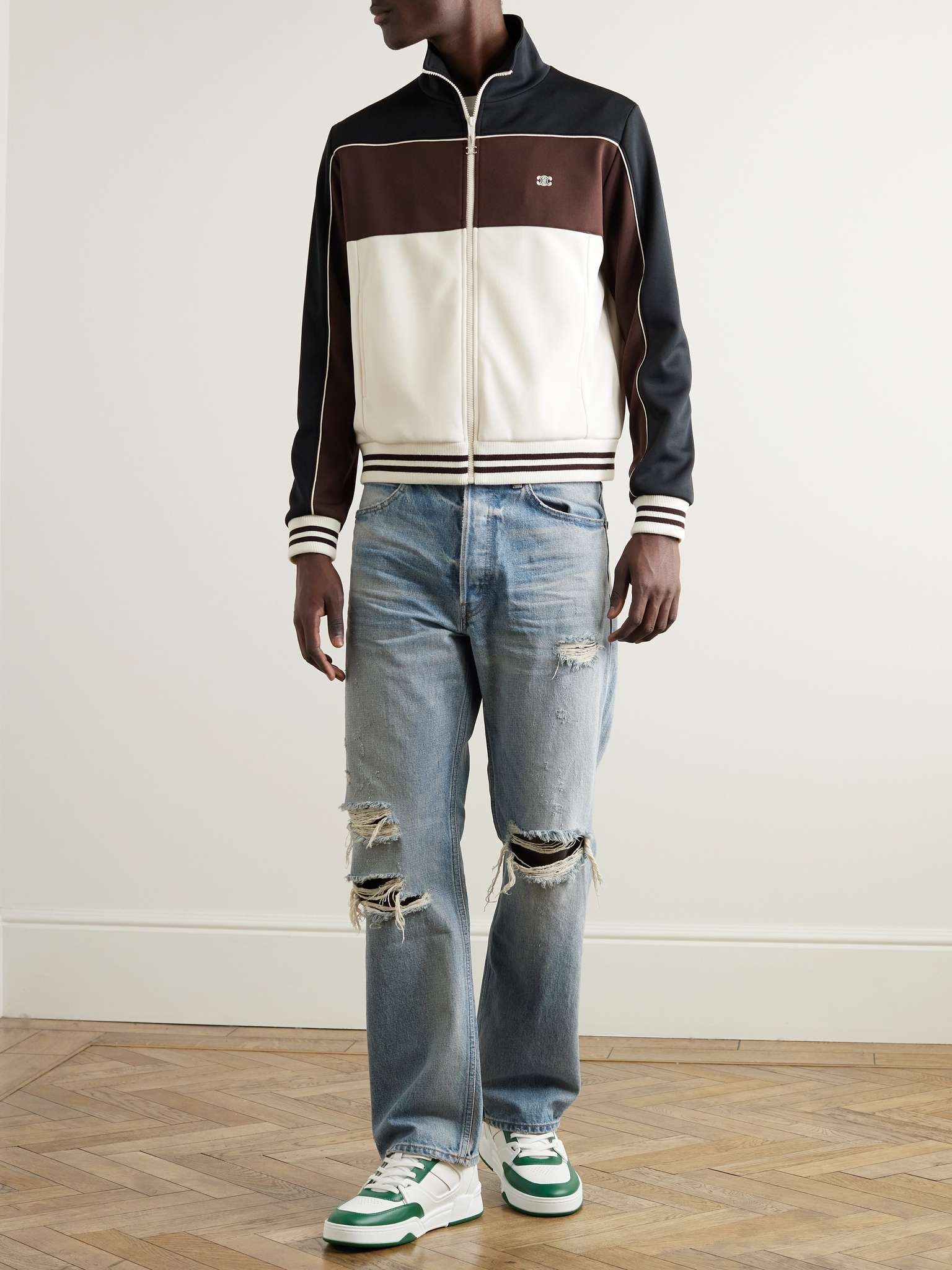 大人カジュアル◇トリオンフ Tracksuit Jacket◇CELINE CELINE TRACKSUIT JACKET IN DOUBLE FACE JERSEY - BLACK | CELINE