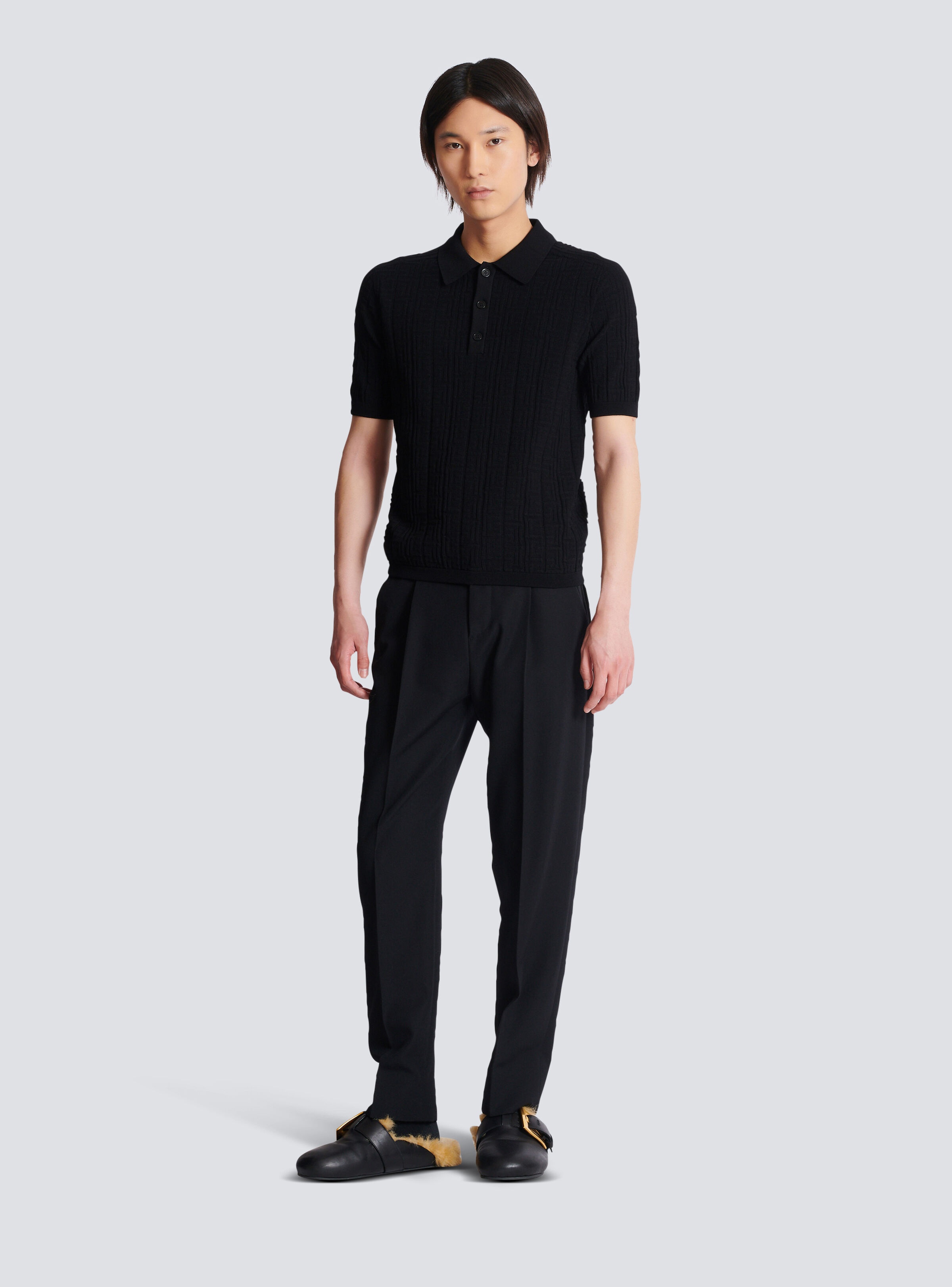 Monogram knit polo shirt - 2