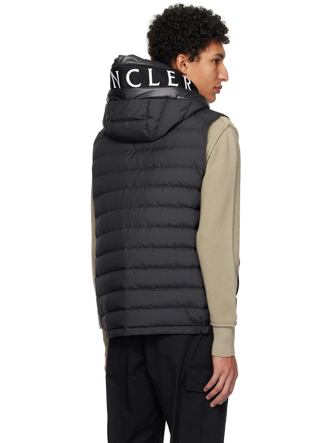 Black Bourget Hooded Down Vest - 3