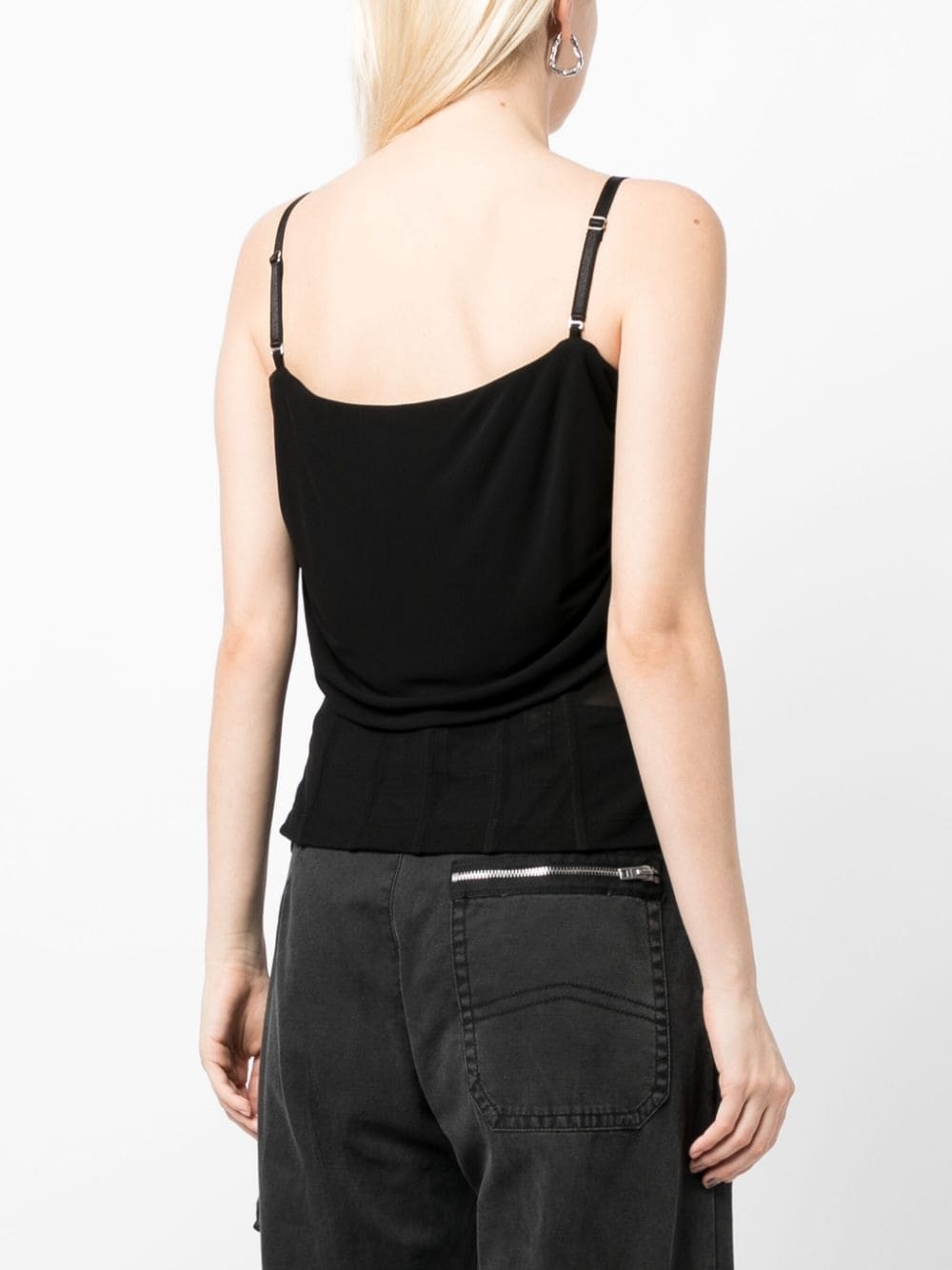 semi-sheer sleeveless top - 4