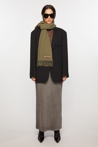 Acne Studios Fringe wool scarf - skinny - Khaki green outlook