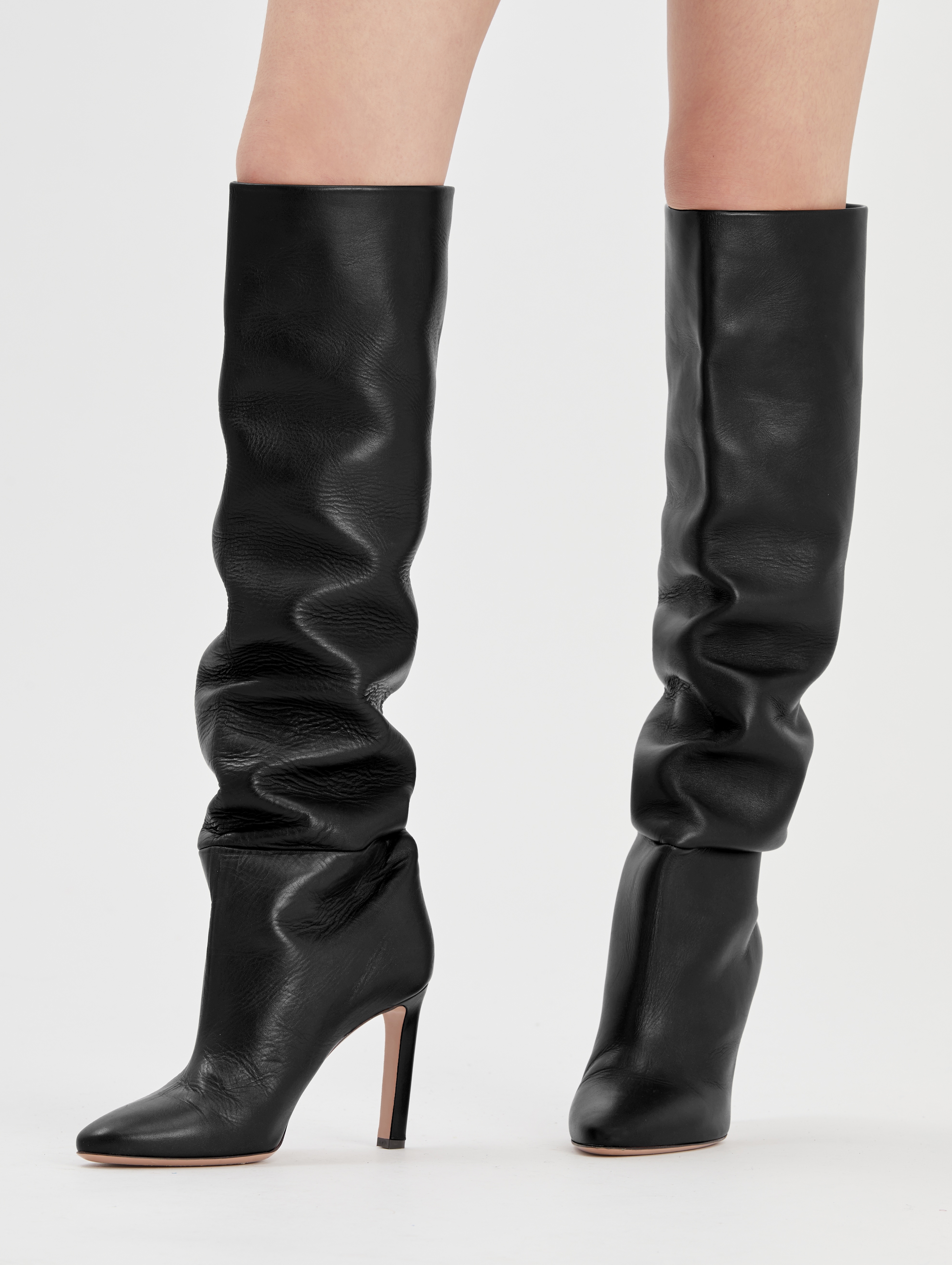 BLACK LEATHER MARGOT KNEE-HIGH BOOT - 2