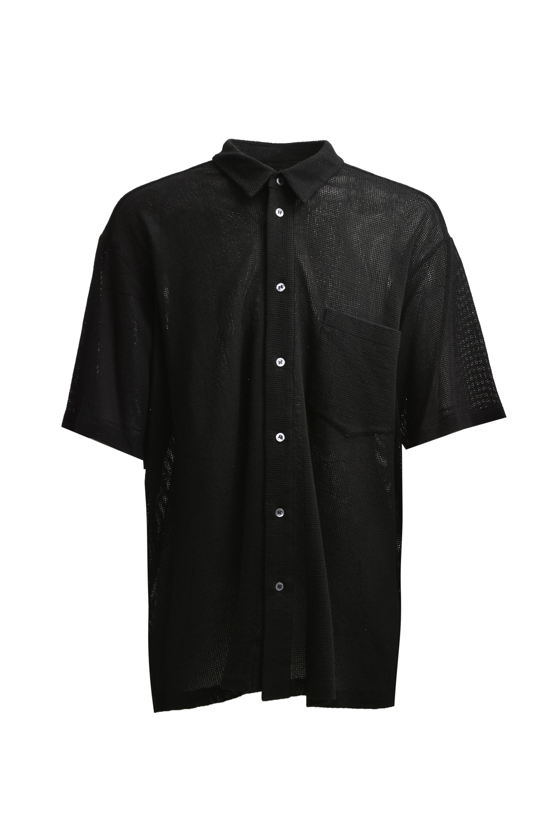 COTTON MESH SHORT SLEEVES SHIRT / BLK - 1