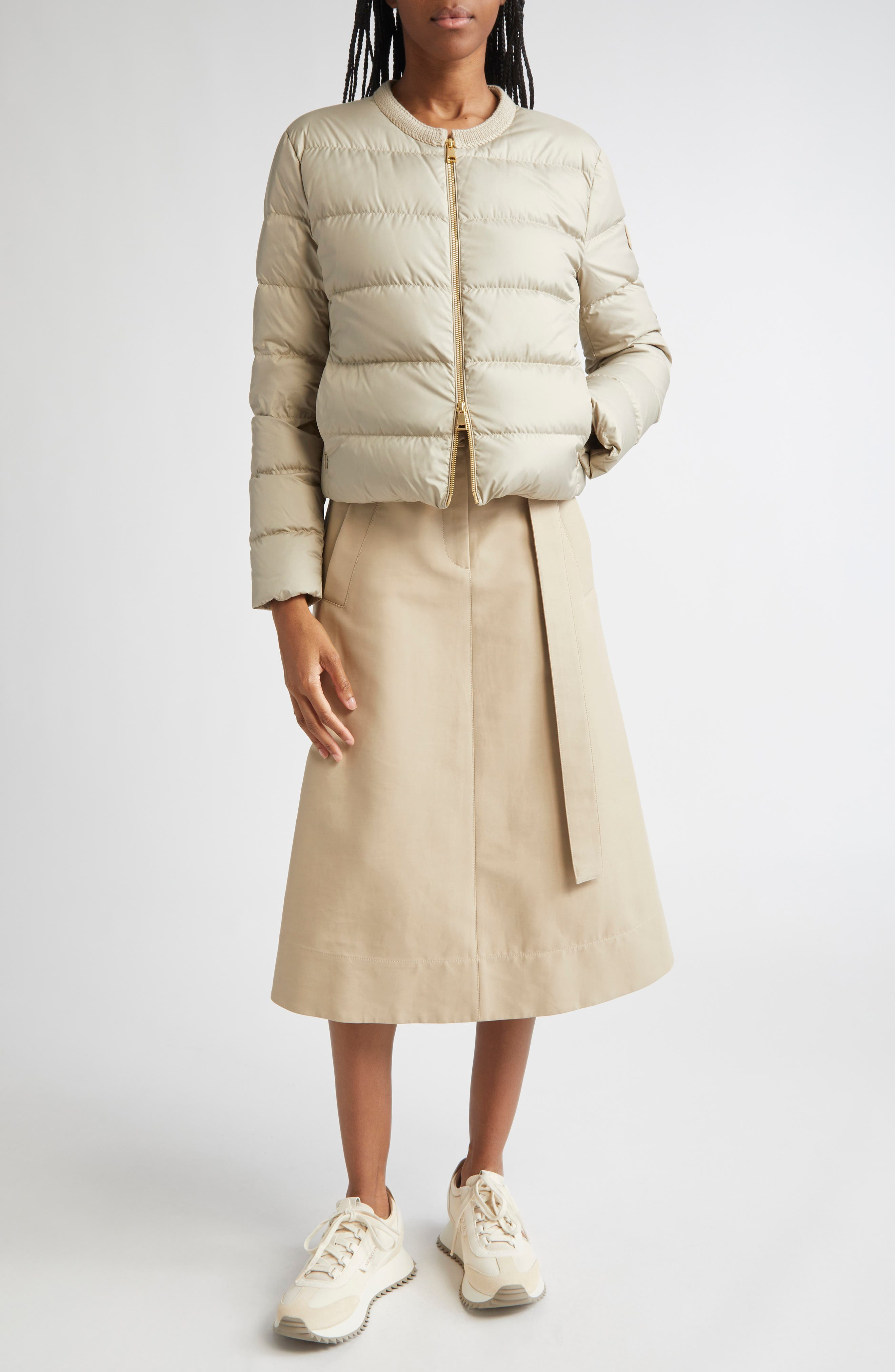 Moncler Mauvezin Mixed Media Down Puffer Jacket in Pebble at Nordstrom - 2