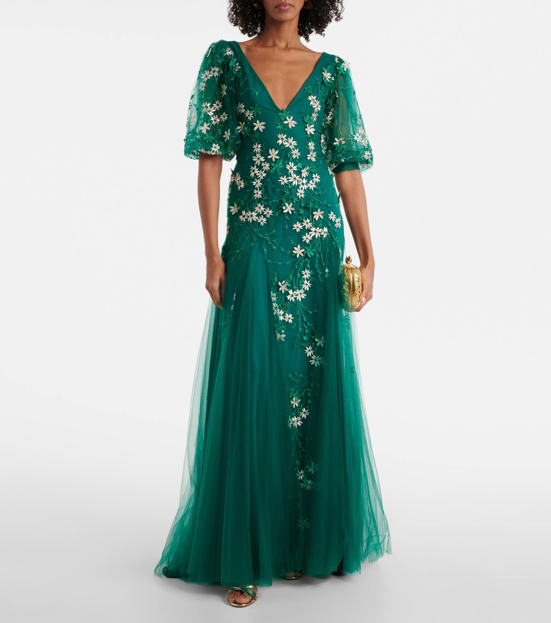 Floral-appliqué tulle and lurex® gown - 2