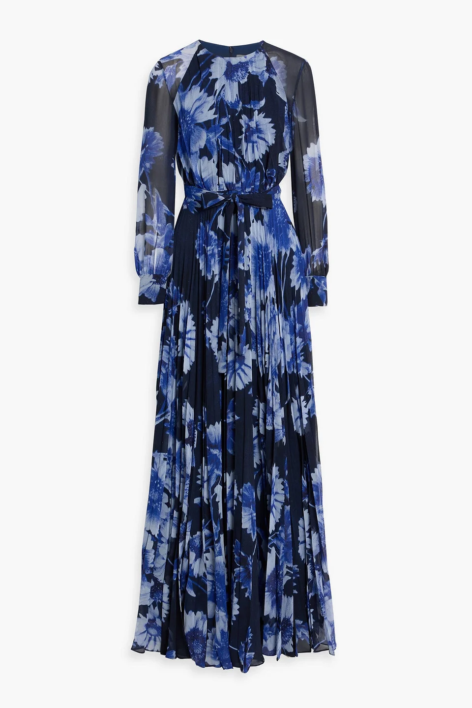 Pleated floral-print chiffon gown - 1