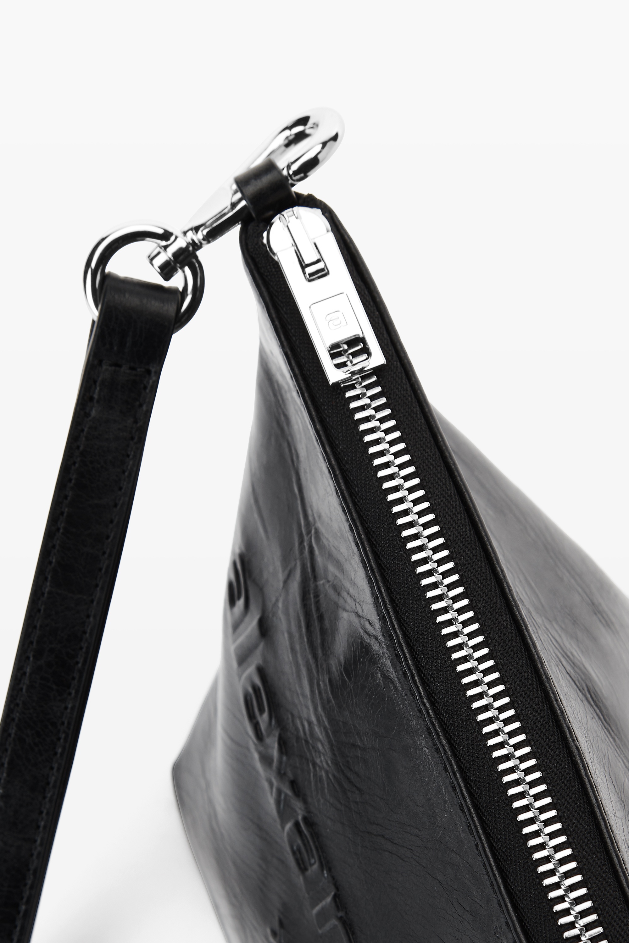 punch wristlet strap pouch in crackle patent leather - 3