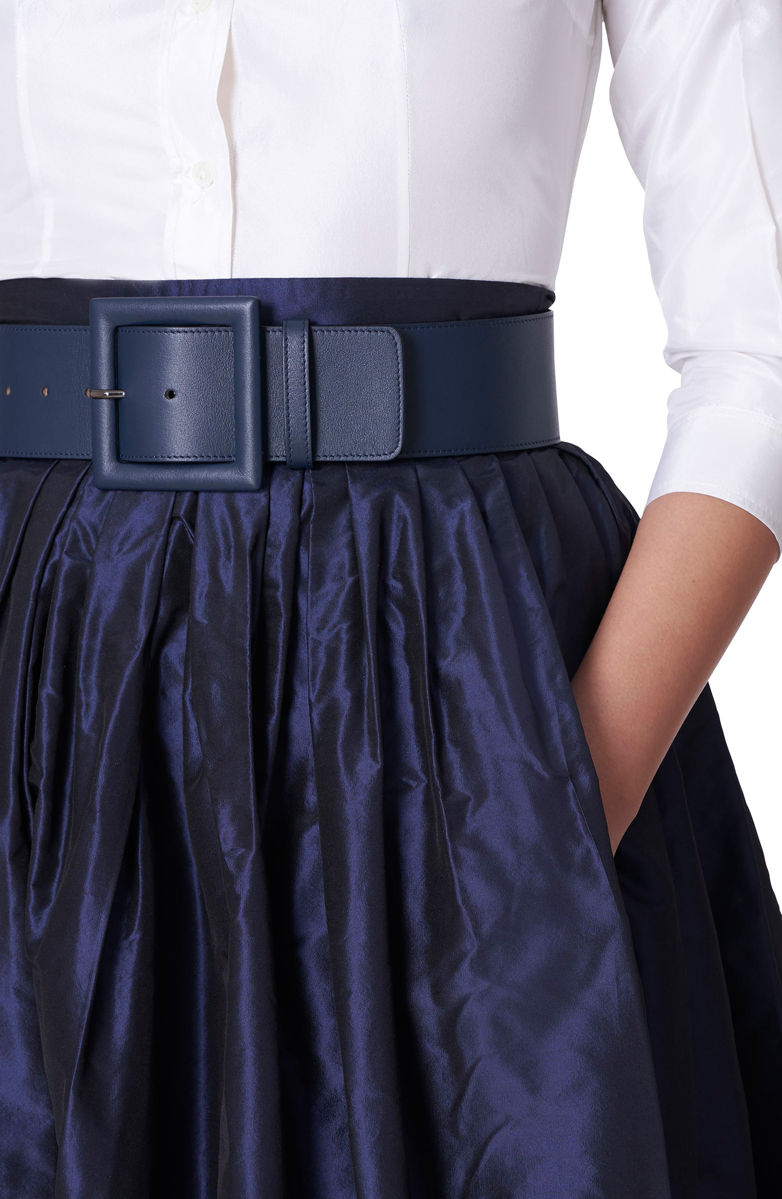 Carolina Herrera High Waist Silk Ball Skirt in Midnight at Nordstrom - 3