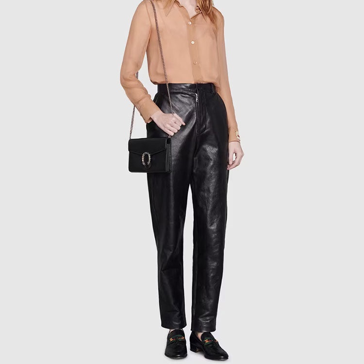 (WMNS) Gucci Dionysus Tiger Head Leather Chain Shoulder Messenger Bag Mini Black 401231-CAOGN-8176 - 7