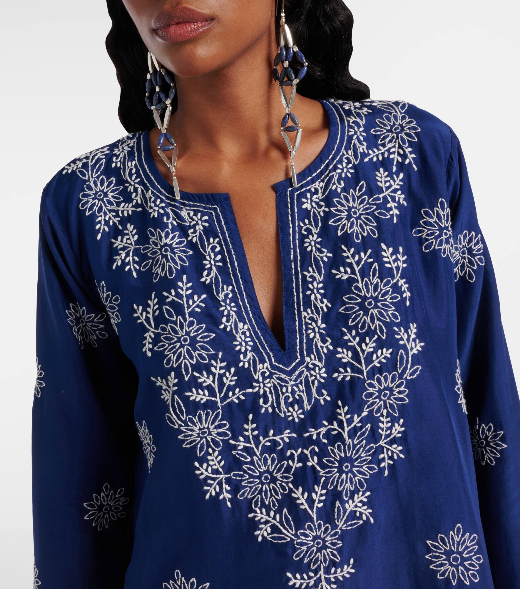 Embroidered silk tunic - 4